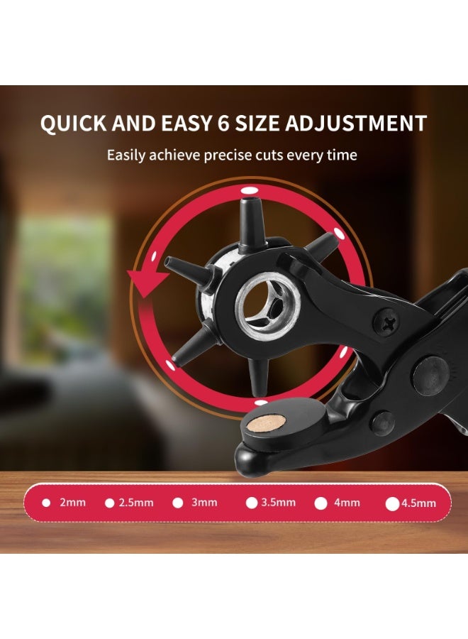 أوشيما مقصات ثقب الجلد، مقص ثقب حزام مع تروس عارضة 2.0 مم، أداة ثقب احترافية متوافقة، مقص ثقب عالي الكفاءة للجلد لصناعة أحزمة وملابس القماش والكرتون والأحذية - Image 3